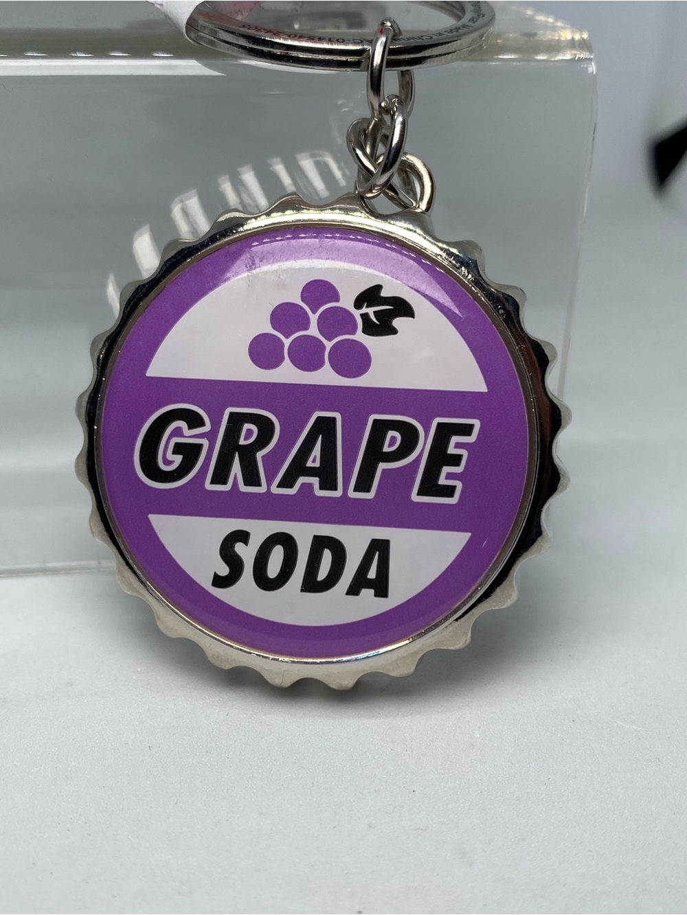 Disney Parks UP Film Grape Soda Bottle Opener Cap Keychain Purple White NEW